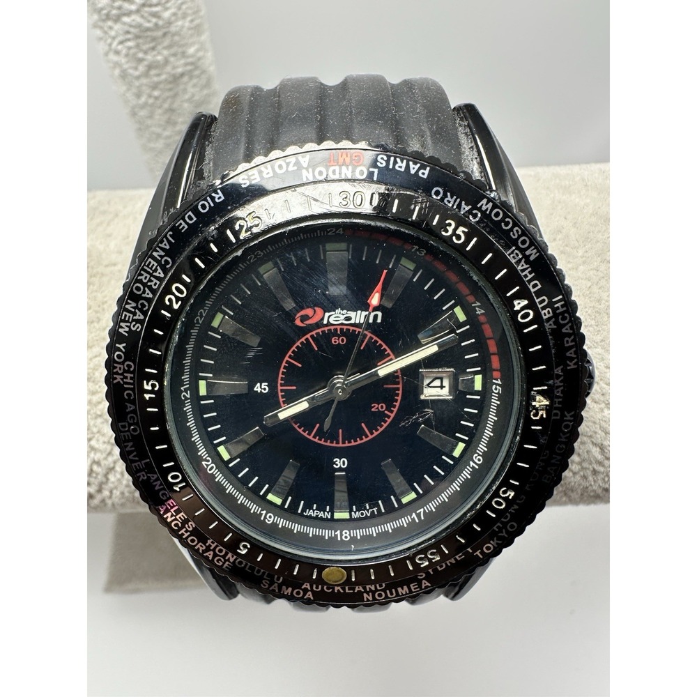 The Realm Mens Watch SW1052 New Battery 48MM 8" Silicone‎ Band X3